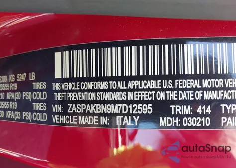 2021 Alfa Romeo Stelvio Ti/Ti Lusso/Ti Sport/Ti Sport Carbon from USA, damaged, VIN ZASPAKBN9M7D12595